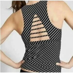Athleta Women's Black + White Stripe Offshore Tankini Top Size XS